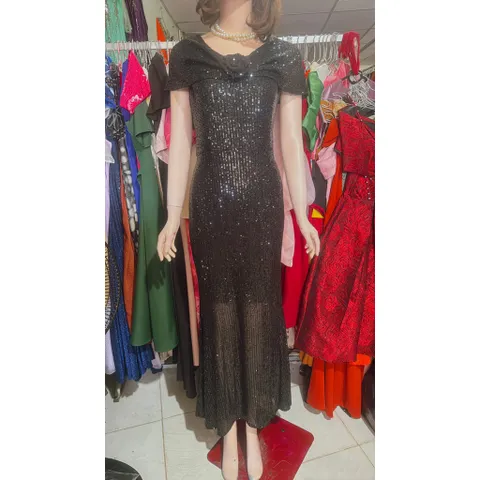ĐẦM KIM SA DẠ HỘI DÁNG DÀI ôm TAY CHOÀNG VAI che bắp tay siêu đẹp DỰ TIỆC SIÊU XINH, Hang có sẵn giao ngay Màu đen