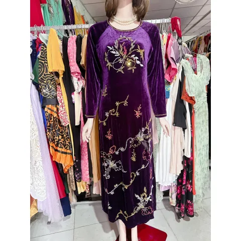 áo dài nhung tím