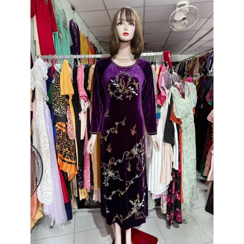 áo dài nhung tím