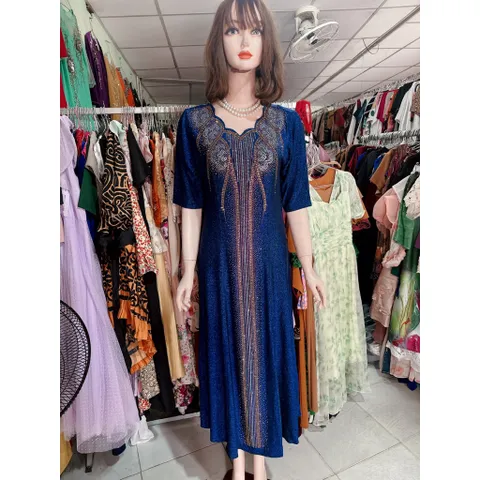 Đầm dạ hội trung niên chất nhũ đính đá co giãn cực tốt cho mẹ dự tiệc sang trọng bigsize dứoi 80kg mặc đẹp Hàng có sẵn