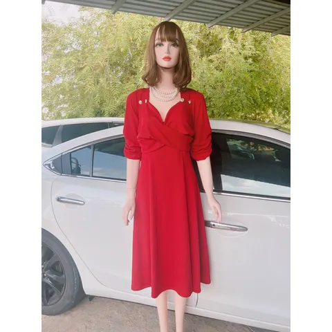 đầm xéo tay nhún bigsize 55-90kg 2XL Hàng có sẵn giao ngay Bầu bì bon chen thoải mái Giá 290k Chất liệu len tăm co giãn