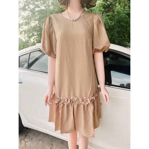 Đầm suông đuôi cá   Bầu bì bon chen thoải mái 🌸 freesize từ 45 đến 70Kg Màu nude Giá 290k Hàng 2 lớp,