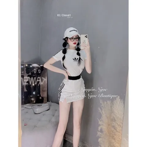 Set Bộ Ôm Body Mix Chân Váy Dáng Ngắn Màu Đen Trắng  Hàng có sẵn giao ngay S Giá 250k/ cả set Chất liệu thun cotton