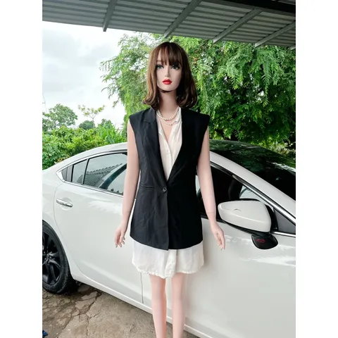 Áo khoác blazer Nữ From dài ghile không tay đi dự tiệc, dạo phố đi chơi, quẩy bar sang chảnh Có sẵn màu đen  Hàng có sẵn