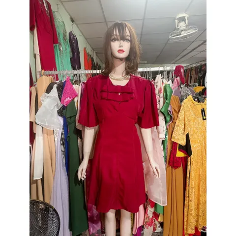 Đầm bigsize màu đỏ đô Tới 80kg mặc đẹp Hàng có sẵn giao ngay 2XL Giá 290k