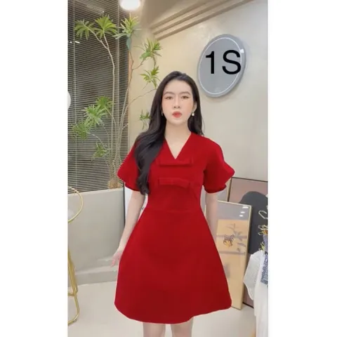 Đầm bigsize màu đỏ đô Tới 80kg mặc đẹp Hàng có sẵn giao ngay 2XL Giá 290k