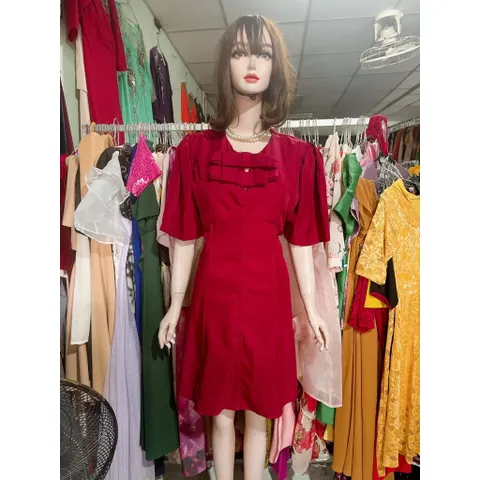 Đầm bigsize màu đỏ đô Tới 80kg mặc đẹp Hàng có sẵn giao ngay 2XL Giá 290k