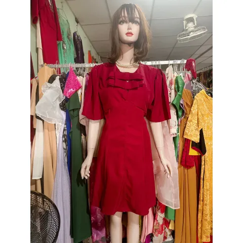 Đầm bigsize màu đỏ đô Tới 80kg mặc đẹp Hàng có sẵn giao ngay 2XL Giá 290k