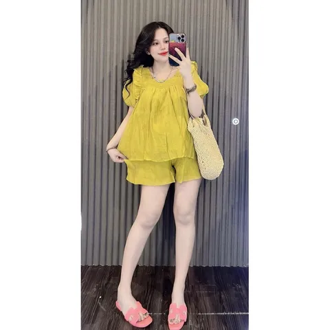 Set Đồ Bộ nữ Áo BABYDOLL + QUẦN ĐÙI  Chất Tơ Nhăn Mềm Mát Hàng chính chủ NH clothing Hàng coa sẵn giao ngay S Giá 290k