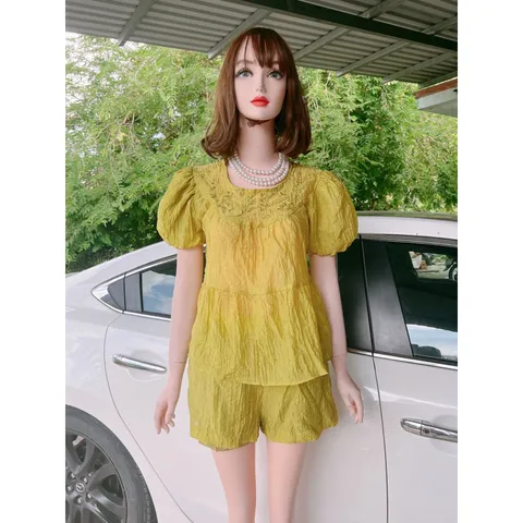 Set Đồ Bộ nữ Áo BABYDOLL + QUẦN ĐÙI  Chất Tơ Nhăn Mềm Mát Hàng chính chủ NH clothing Hàng coa sẵn giao ngay S Giá 290k