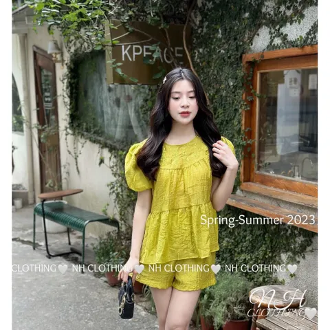 Set Đồ Bộ nữ Áo BABYDOLL + QUẦN ĐÙI  Chất Tơ Nhăn Mềm Mát Hàng chính chủ NH clothing Hàng coa sẵn giao ngay S Giá 290k