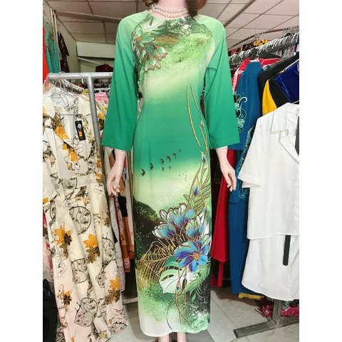Áo Dài lụa Nhật truyền thống in họa tiết 3D Hang có sẵn giao ngay Giá 290k/ áo dài, quần 100k/ quần Cả set 390k