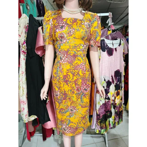 Đầm Nữ Dáng Bút Chì Ngắn Tay Họa Tiết Hoa Thanh Lịch  Hang có sẵn giao ngay Giá 299k Có đủ size SMLXL Co giãn mặc dễ