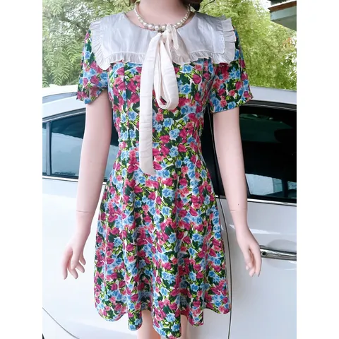 đầm hoa vintage cổ bèo cute Giá 290k Hàng có sẵn giao ngay