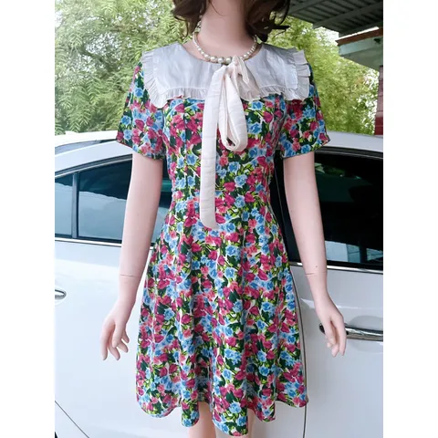 đầm hoa vintage cổ bèo cute Giá 290k Hàng có sẵn giao ngay