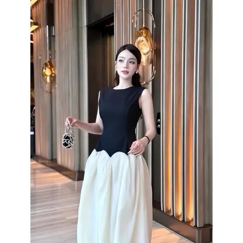 Đầm maxi công chúa xoè dài phối voan tùng rộng cổ tròn sát nách eo gợn sóng đi biển dự tiệc dạo phố Hàng có sẵn giao