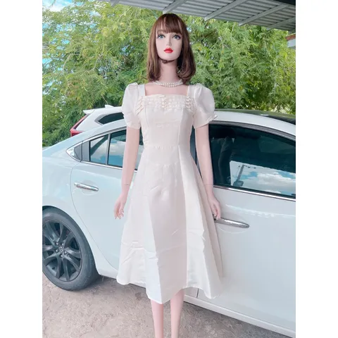 Đầm tapta màu kem đính ngọc ở ngực Giá 320k Hàng có sẵn giao ngay Size SM Hàng cao cấp, đúp lót 2 lớp