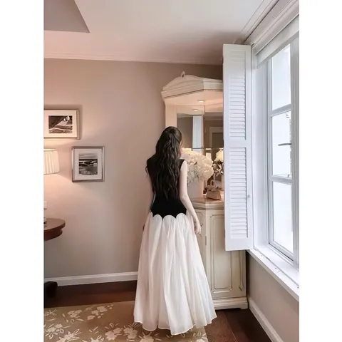 Đầm maxi công chúa xoè dài phối voan tùng rộng cổ tròn sát nách eo gợn sóng đi biển dự tiệc dạo phố Hàng có sẵn giao