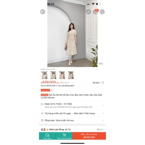 Sét Áo Sơ Mi Cổ Ren Cúc Bọc Mix Chân Váy Xòe Xếp Ly Hàng có sẵn giao ngay eo 78 Đủ size SMLXL ( eo dưới 78cm mặc đẹp)