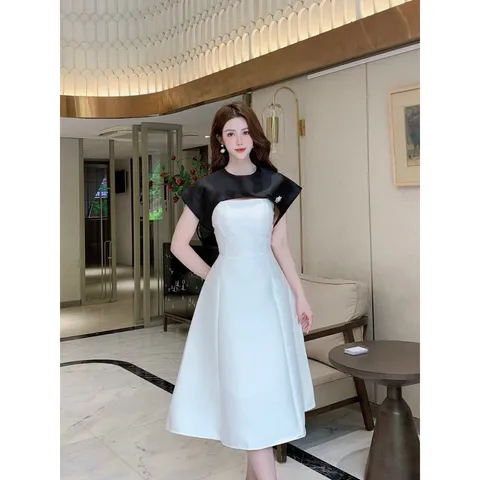 Đầm dự tiệc tiểu thư thiết kế choàng vai che bắp tay sang chảnh  Hàng có sẵn giao ngay L Chất liệu tapta cao cấp