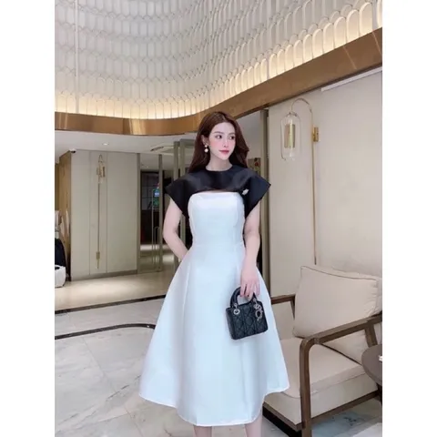 Đầm dự tiệc tiểu thư thiết kế choàng vai che bắp tay sang chảnh  Hàng có sẵn giao ngay L Chất liệu tapta cao cấp