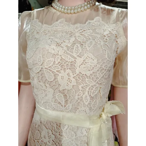 Đầm nữ ren phối tơ dáng midi sang chảnh quý phái  Hàng có sẵn giao ngay  Size SM Giá 290k