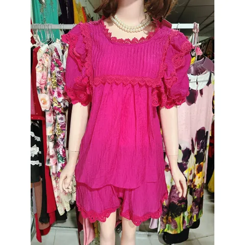 Set áo ren + quần có túi eo bo chun dễ mặc Giá 290k, hàng chính chủ NH clothing Hàng có sẵn giao ngay S Size SM