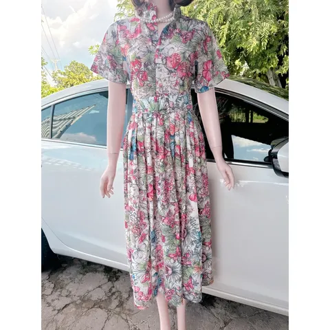 {Hình thật chụp sàn] Đầm maxi hoa họa tiết sang trọng dây thắt eo siêu xinh Hàng có sẵn giao ngay  Giá 299k