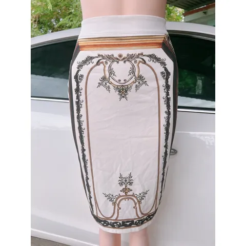 Chân Váy Bút Chì Lưng Cao In Họa Tiết Retro Thời Trang Cho Nữ Giá 150k Hàng có sẵn giao ngay Màu trắng