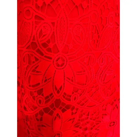 (Ảnh thật);Đầm ren nổi thiết kế cao cấp, vải ren xịn, form đẹp Eo dưới 68cm Màu đỏ và nâu tây Hàng có sẵn giao ngay