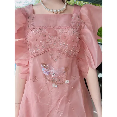 ĐẦM XUÔNG VOAN TAY CÁNH TIÊN ĐÍNH CƯỜM Giá 390k ( shop khác đang bán gần 6xx) Hàng coa sẵn giao ngay  Có màu hồng + xanh