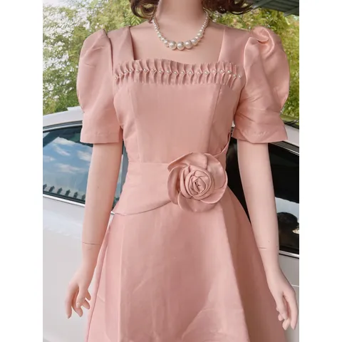 Đầm Thiết Kế MAY Chất Liệu Tapta cao cấp  Màu Hồng phấn có sẵn - Đầm Dự Tiệc Sang Trọng Chuẩn Giá 330k Hàng có sẵn giao