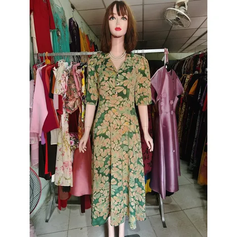 Đầm hoạ tiết Trung Niên Đi Tiệc Hoa Cho Mẹ 3D Lịch Sự Sang Trọng Hàng có sẵn giao ngay L Giá 290k Chất liệu lụa mango