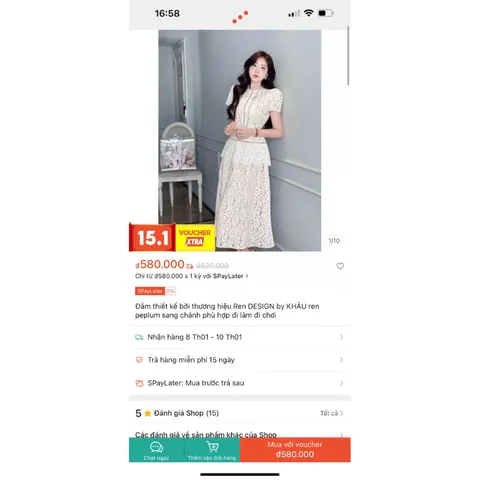 Đầm dáng dài hoạ tiết ren  phối tầng xinh xắn tôn dáng sang chảnh Màu trắng kem Hàng có sẵn giao ngay 1S1L Có đủ size