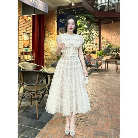 Đầm thiết kế ren ngực vặn thừng  sang chảnh phù hợp đi làm đi chơi Giá 450k Hàng có sẵn giao ngay Đủ size tới 3XL