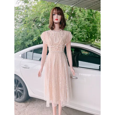 Đầm thiết kế ren ngực vặn thừng  sang chảnh phù hợp đi làm đi chơi Giá 450k Hàng có sẵn giao ngay Đủ size tới 3XL