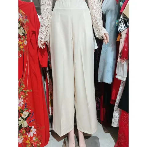Quần ống rộng màu kem