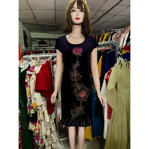 Đầm thêu đính siêu đẹp, sang trọng, thời trang , dáng ôm, che bụng, kích thước lớn, đầm midi ngang đầu gối Hàng có sẵn