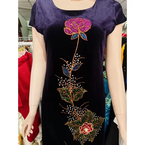 Đầm thêu đính siêu đẹp, sang trọng, thời trang , dáng ôm, che bụng, kích thước lớn, đầm midi ngang đầu gối Hàng có sẵn