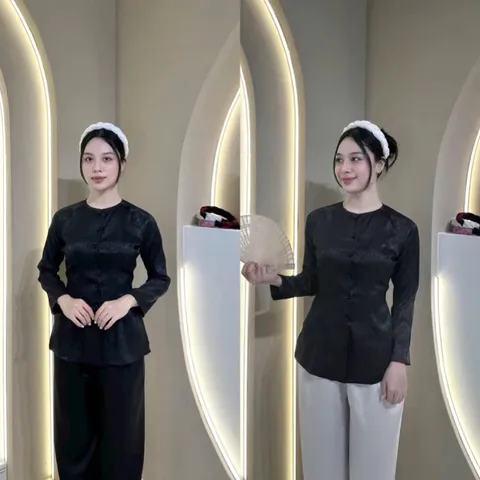 ÁO LẺ BÀ BA ( KHÔNG QUẦN ) - VẢI GẤM TAY DÀI NÚT NGỌC  Hàng có sẵn giao ngay Đủ size Giá 190k ( áo) Quần 100k/ cái