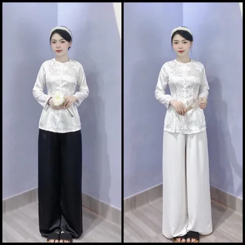 ÁO LẺ BÀ BA ( KHÔNG QUẦN ) - VẢI GẤM TAY DÀI NÚT NGỌC  Hàng có sẵn giao ngay Đủ size Giá 190k ( áo) Quần 100k/ cái