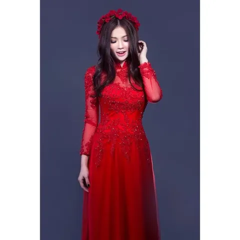 Áo dài cưới cô dâu ren