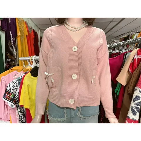 Áo dệt kim cổ Áo len cardigan mềm mại   Hàng có sẵn giao ngay Màu hồng Giá 220k, người ta đang bán 3xx