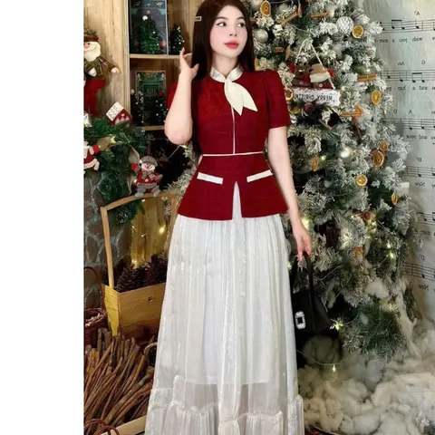 Set áo tiểu thư + chân váy Hàng có sẵn giao ngay màu đen trắng  Dưới 65kg mặc đẹp Giá 320k/ cả set