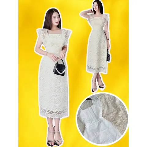 Đầm ren siêu đẹp Size SM Hàng có sẵn giao ngay Đúp lót 2 lớp Màu kem và màu ren Giá 320k