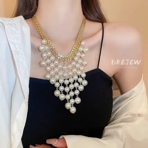 Vòng cổ tua rua ngọc traii sang trọng chữ  tua rua Hàng có sẵn giao ngay Giá 250k
