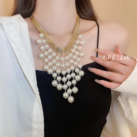 Vòng cổ tua rua ngọc traii sang trọng chữ  tua rua Hàng có sẵn giao ngay Giá 250k
