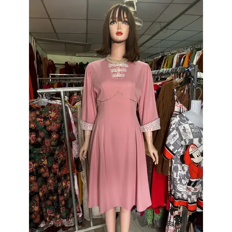Đầm HỒNG XOÈ TAY LỠ PHỐI REN  Giá 330k Hàng có sẵn giao ngay