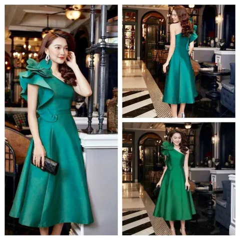 Đầm  lệch vai sang trọng phù hợp đi tiệc đi chơi, chất liệu tapta xịn , chất liệu và kiểu may tinh tế, hàng cao cấp
