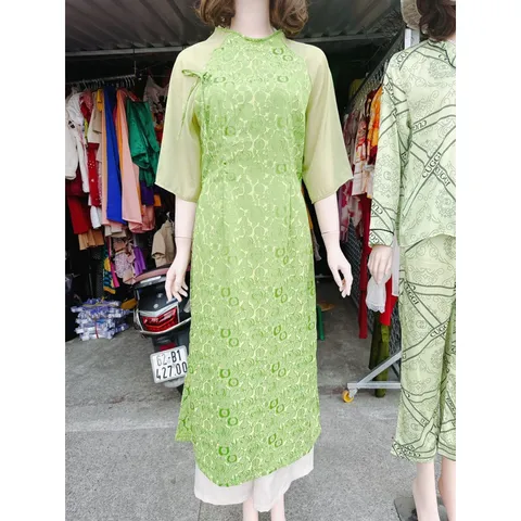 Áo Dài Cách Tân Vải Gấm 2Da  +Quần Vải cao cấp Hàng có sẵn giao ngay  Đủ size SML Giá 399k/ cả set ( áo dài kèm quần)